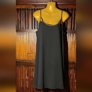 New with tags Forever 21 strappy black dress swing with gold beading sz L